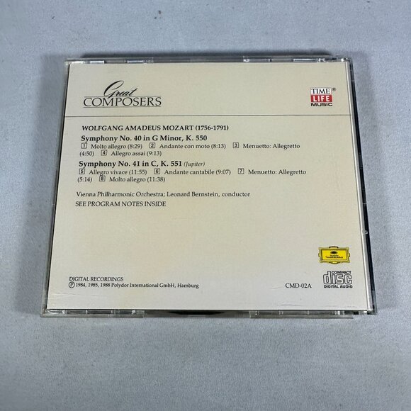 Great Composers Mozart CD Wolfgang Amadeus Symphony No. 40 & No. 41 Time Life Mu - Picture 2 of 3